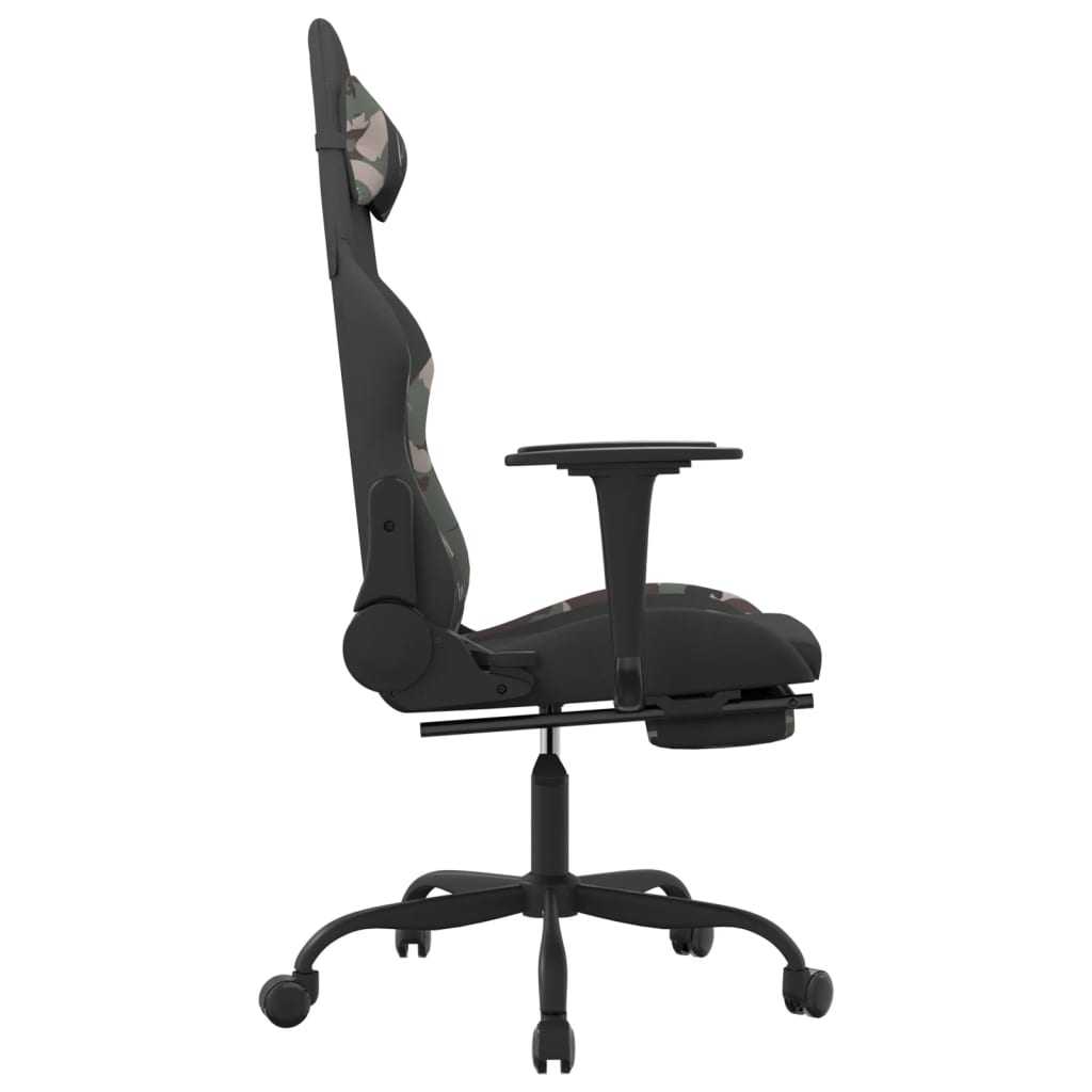 Sedia Gaming Girevole con Poggiapiedi Tessuto Nero e Mimetico 345706