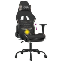 Sedia Gaming Girevole con Poggiapiedi Tessuto Nero e Mimetico 345706