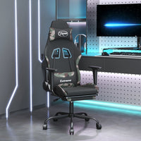 Sedia Gaming Girevole con Poggiapiedi Tessuto Nero e Mimetico 345706