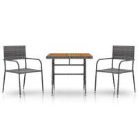 Set da Pranzo per Esterni 3 pz in Polyrattan Grigio 3120092
