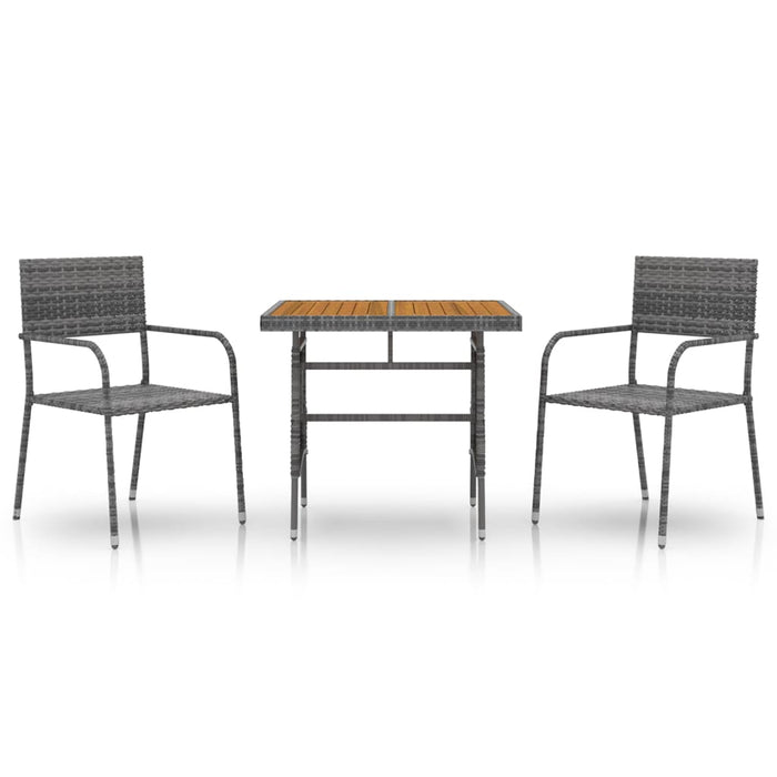Set da Pranzo per Esterni 3 pz in Polyrattan Grigio 3120092