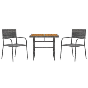 Set da Pranzo per Esterni 3 pz in Polyrattan Grigio 3120092