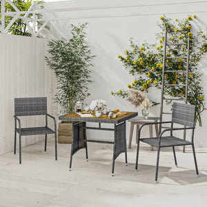 Set da Pranzo per Esterni 3 pz in Polyrattan Grigio 3120092