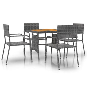Set da Pranzo per Esterni 5 pz in Polyrattan Grigio 3120093
