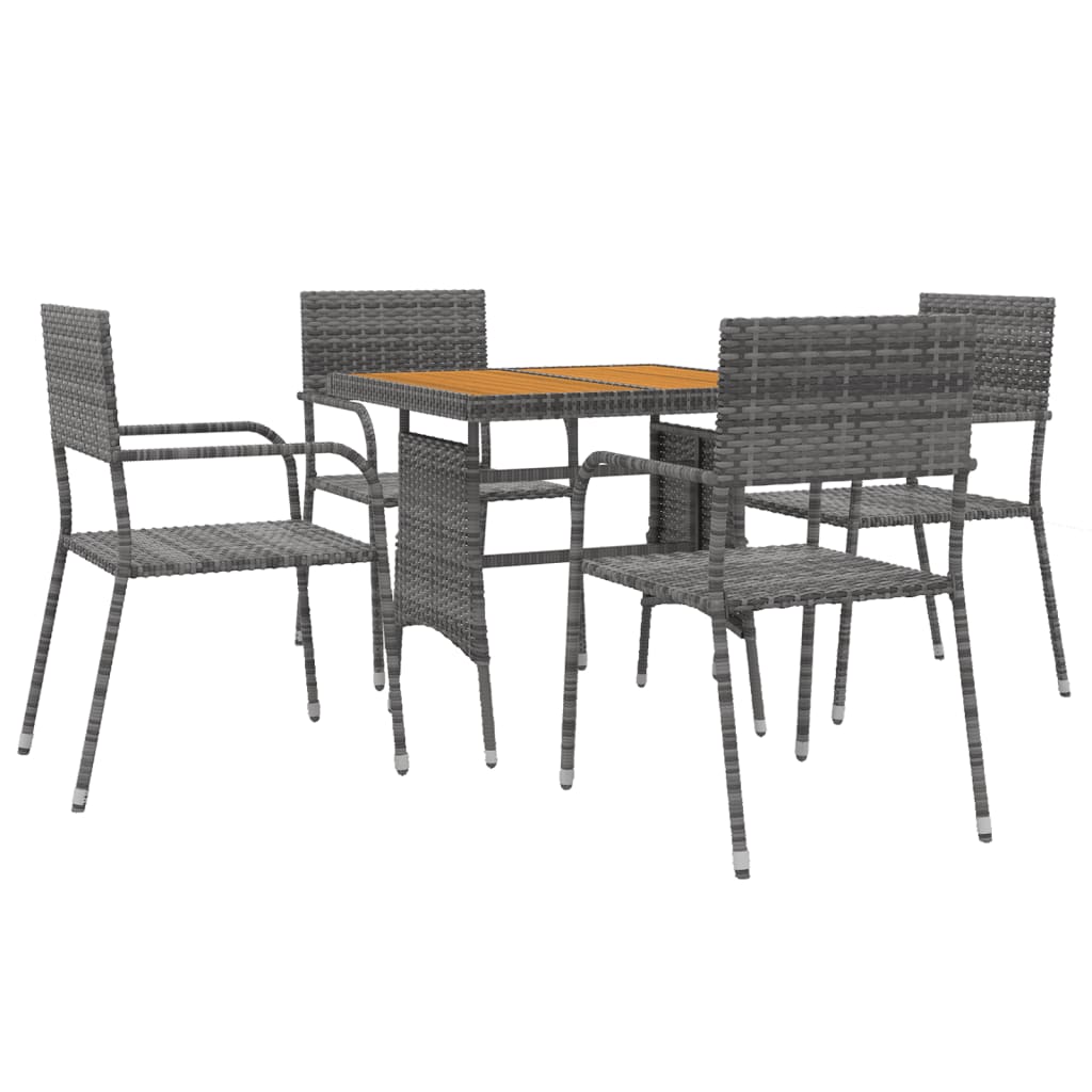 Set da Pranzo per Esterni 5 pz in Polyrattan Grigio 3120093