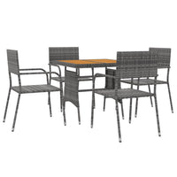 Set da Pranzo per Esterni 5 pz in Polyrattan Grigio 3120093