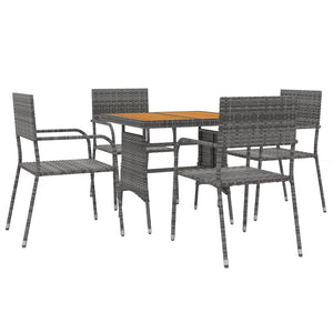 Set da Pranzo per Esterni 5 pz in Polyrattan Grigio 3120093