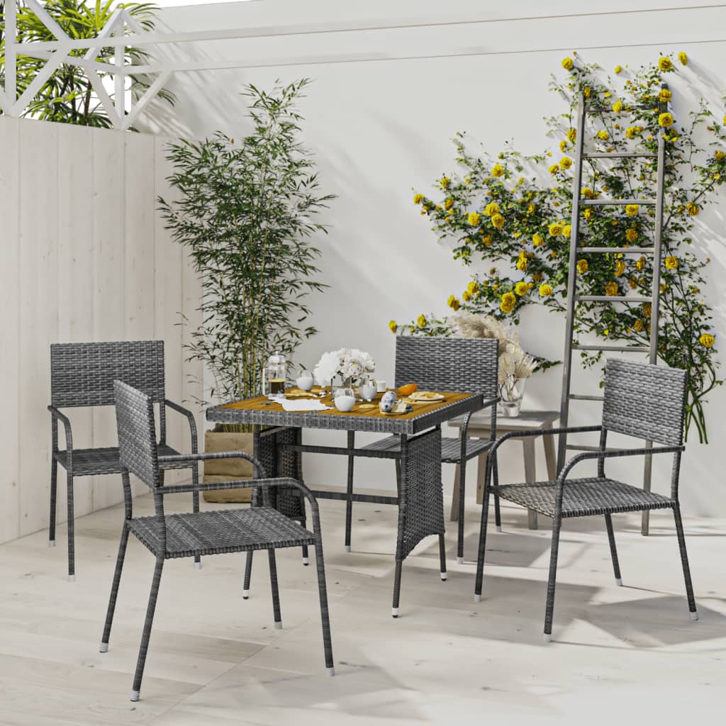 Set da Pranzo per Esterni 5 pz in Polyrattan Grigio 3120093