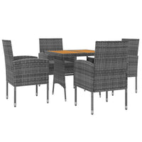Set da Pranzo per Esterni 5 pz in Polyrattan Grigio
