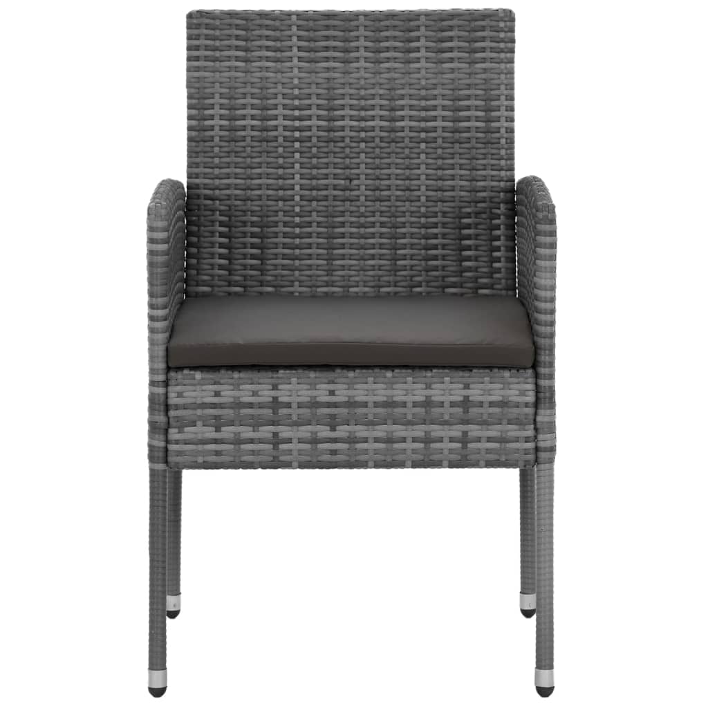 Set da Pranzo per Esterni 5 pz in Polyrattan Grigio