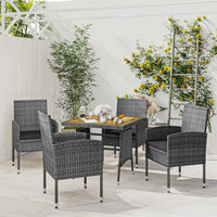 Set da Pranzo per Esterni 5 pz in Polyrattan Grigio