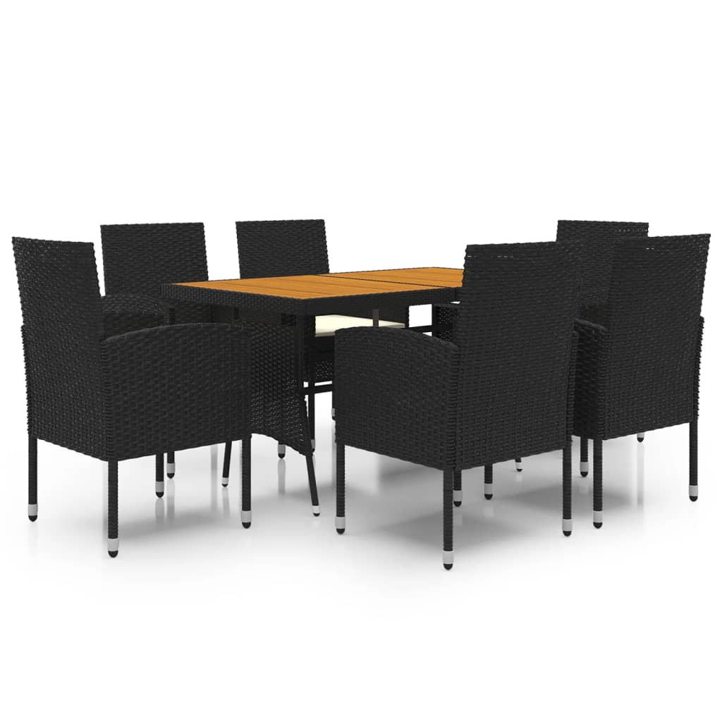 Set da Pranzo per Esterni 7 pz in Polyrattan Nero 3120100
