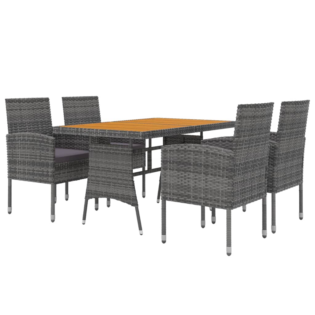 Set da Pranzo per Esterni 5 pz in Polyrattan Grigio 3120104
