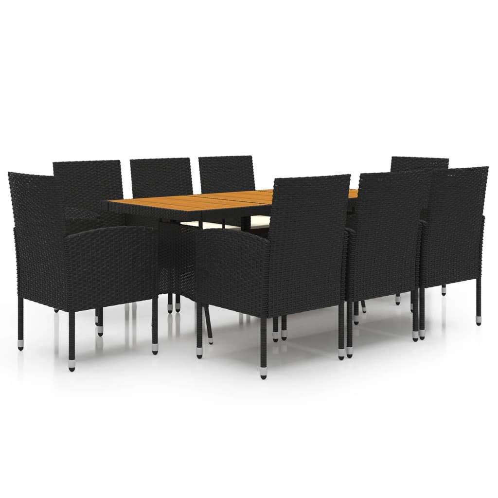 Set da Pranzo per Esterni 9 pz in Polyrattan Nero 3120110