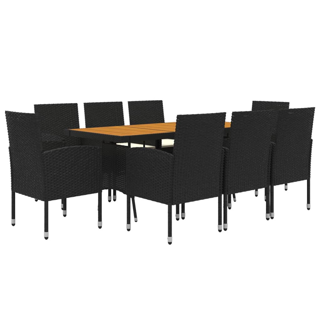 Set da Pranzo per Esterni 9 pz in Polyrattan Nero 3120110
