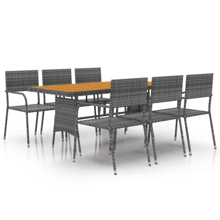 Set da Pranzo per Esterni 7 pz in Polyrattan Grigio 3120112