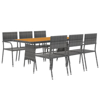 Set da Pranzo per Esterni 7 pz in Polyrattan Grigio 3120112