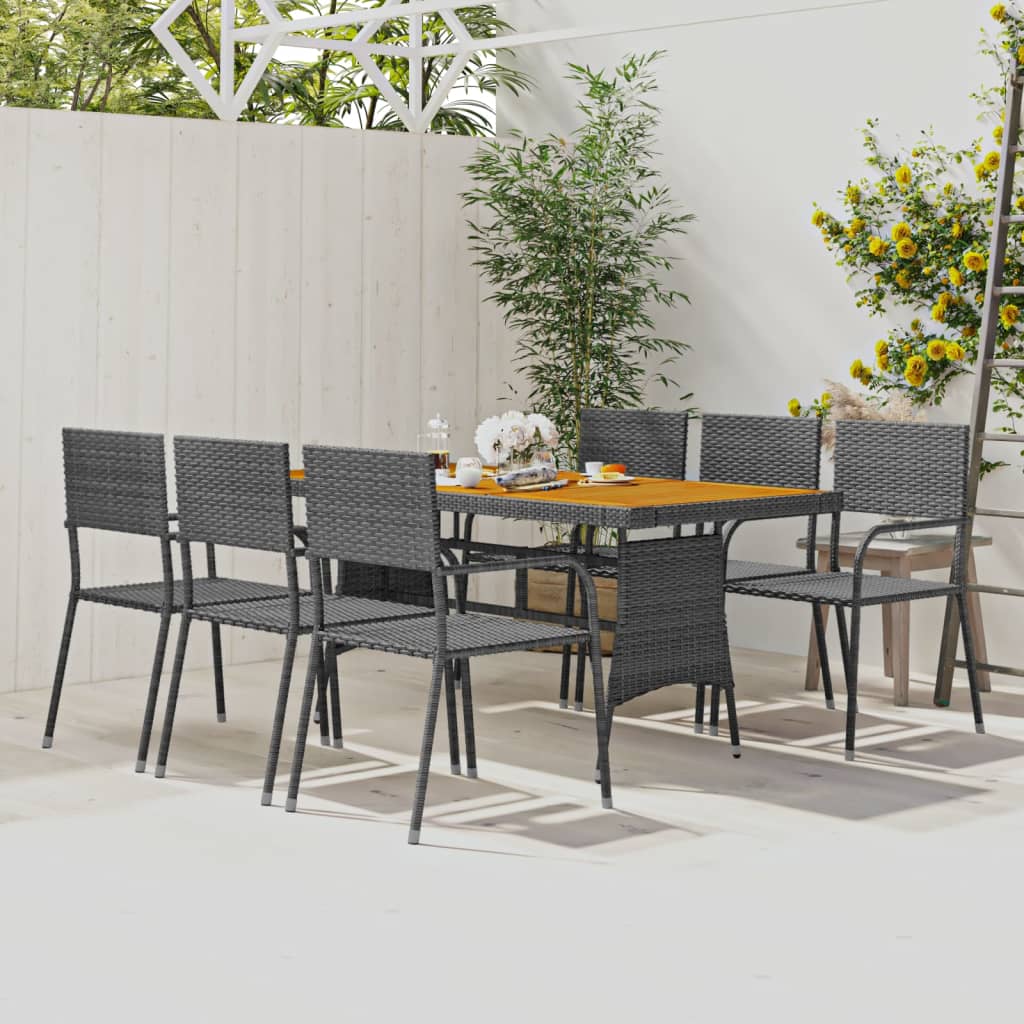 Set da Pranzo per Esterni 7 pz in Polyrattan Grigio 3120112