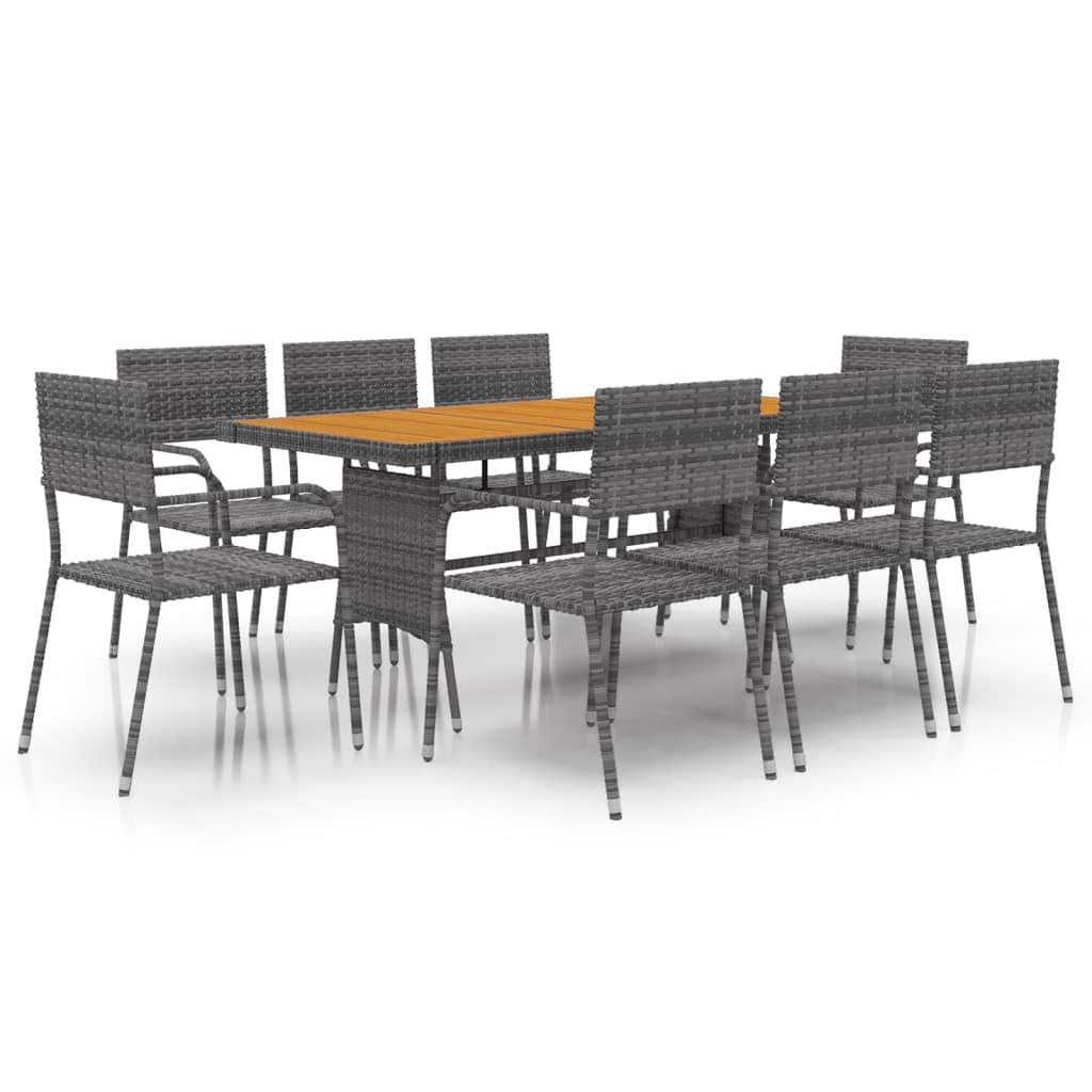 Set da Pranzo per Esterni 9 pz in Polyrattan Grigio 3120113