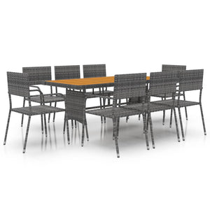 Set da Pranzo per Esterni 9 pz in Polyrattan Grigio 3120113