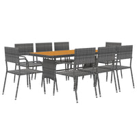 Set da Pranzo per Esterni 9 pz in Polyrattan Grigio 3120113