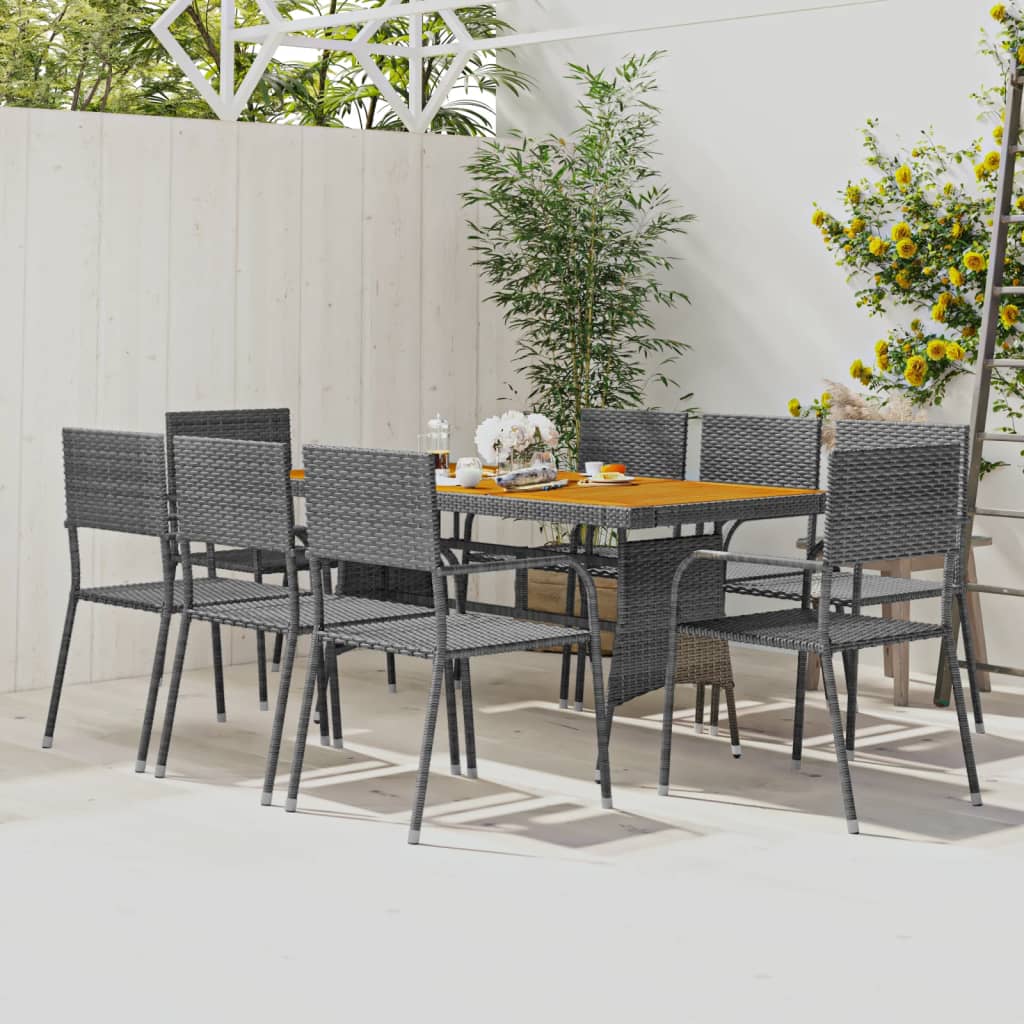 Set da Pranzo per Esterni 9 pz in Polyrattan Grigio 3120113