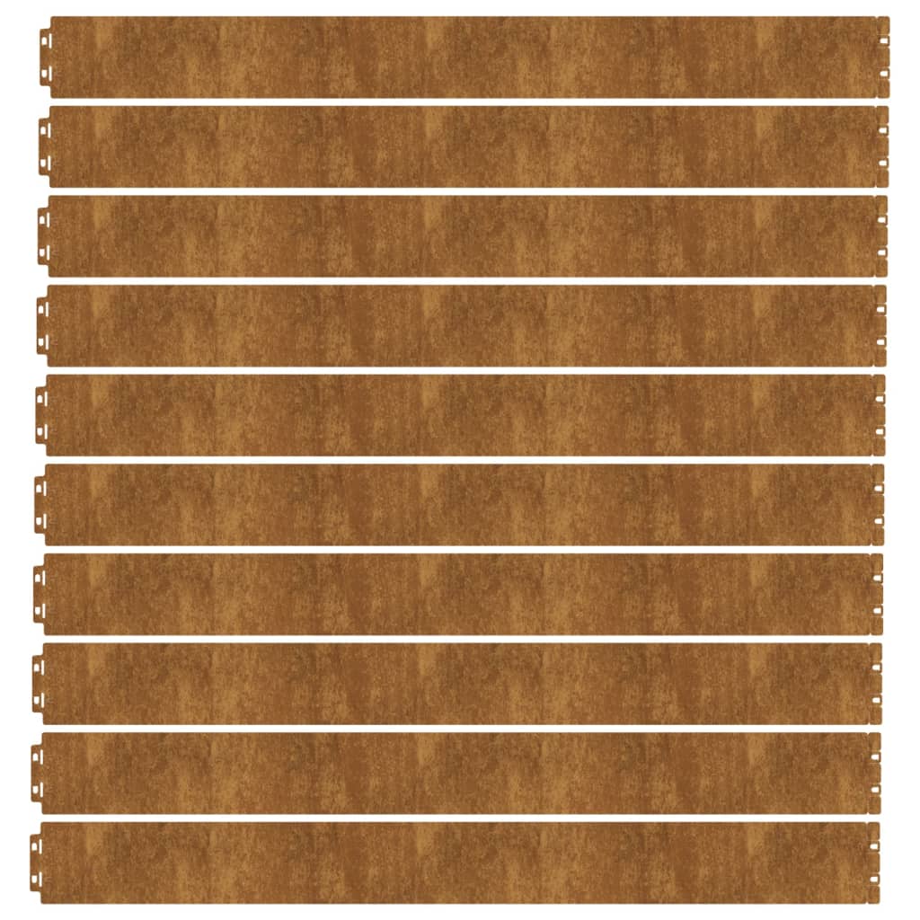 Bordure per Prato 10 pz 10x103 cm Flessibili in Acciaio Corten 821890