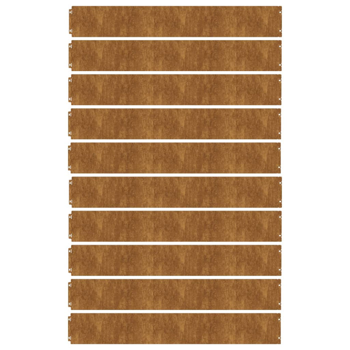 Bordure per Prato 10 pz 15x103 cm Flessibili in Acciaio Corten 821892