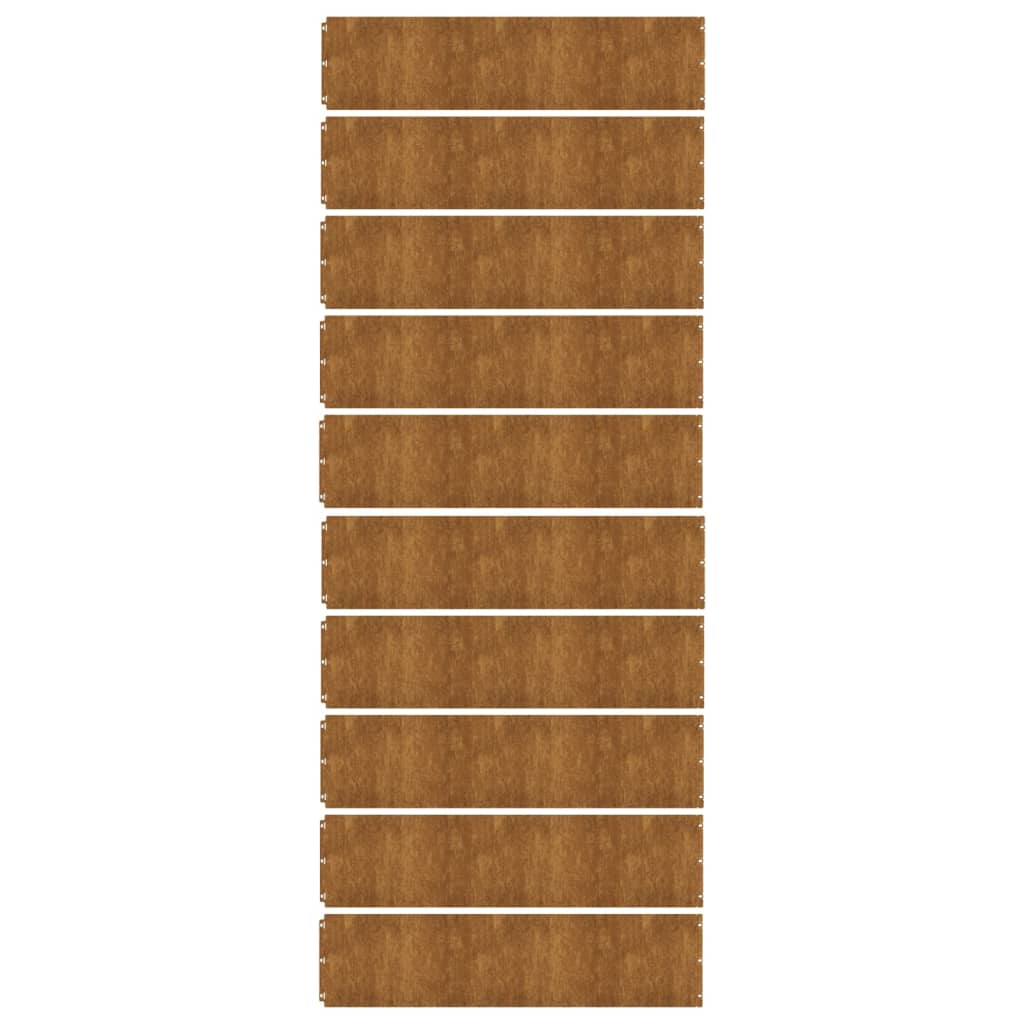 Bordure per Prato 10 pz 25x103 cm Flessibili in Acciaio Corten 821896