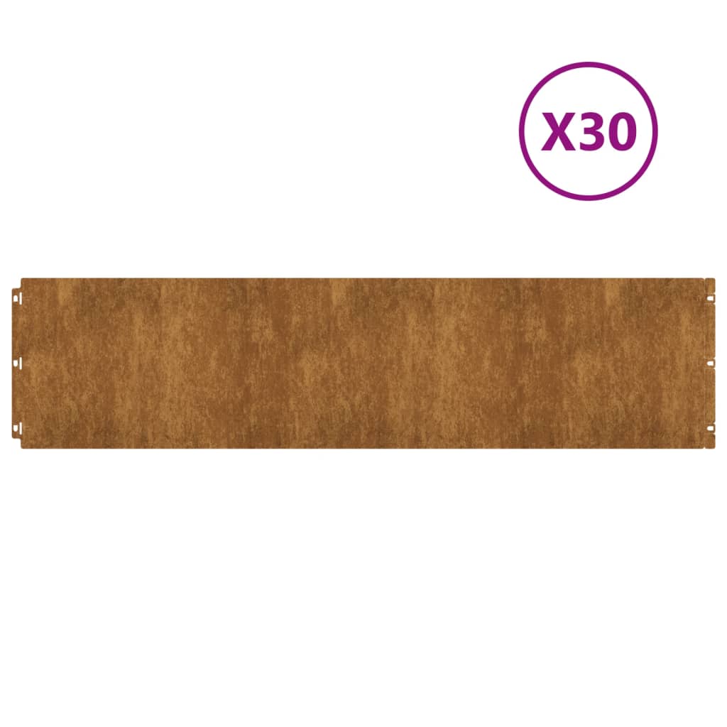 Bordure per Prato 30 pz 25x103 cm Flessibili in Acciaio Corten 821897