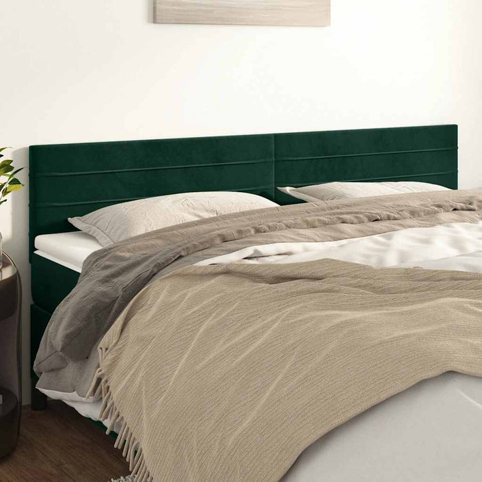 Testiera 2 pz-Set di 2 Testata-Testiera Decorativa Verde Scuro 80x5x78/88 cm in Velluto 471998
