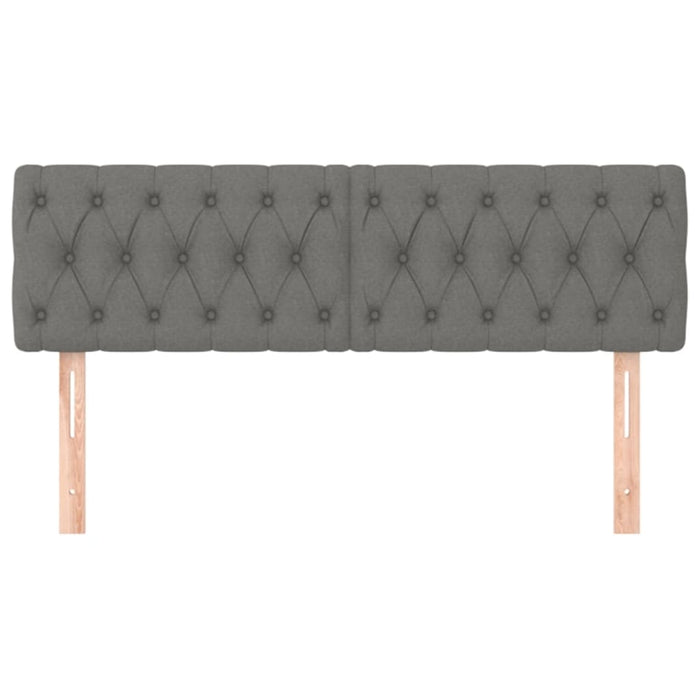 Testiera 2 pz-Set di 2 Testata-Testiera Decorativa Grigio Scuro 80 x 7 x 78/88 cm in Tessuto