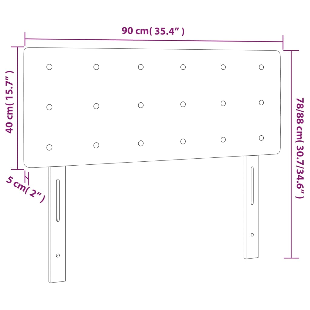 Testiera-Testata del letto Bianca 90x5x78/88 cm in Similpelle