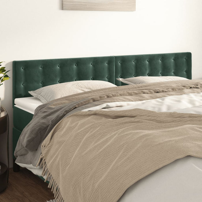 Testiera 2 pz-Set di 2 Testata-Testiera Decorativa Verde Scuro 80x5x78/88 cm in Velluto 887685