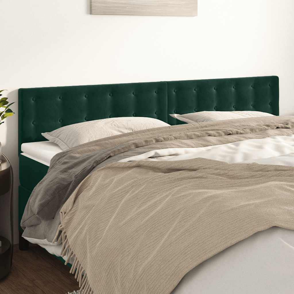 Testiera 2 pz-Set di 2 Testata-Testiera Decorativa Verde scuro 90x5x78/88 cm in Velluto 802163