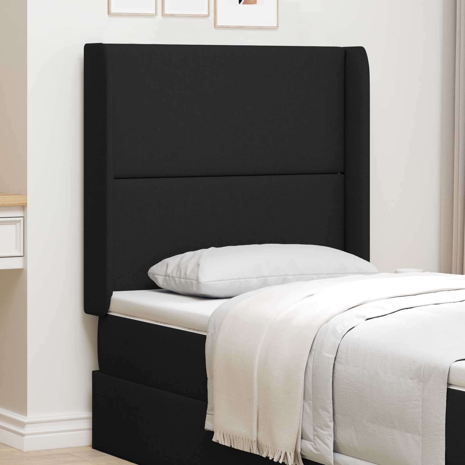 Orecchia della Testata Nero 80 x 16 x 4 cm Tessuto 346598