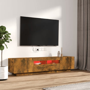 Set Mobili TV 2pz con Luci LED-Set di 2 Credenza per TV Rovere Fumo in Legno Multistrato 846617