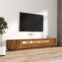 Set Mobili TV 3pz con Luci LED-Console TV Rovere Fumo in Legno Multistrato