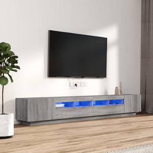 Set Mobili TV 3 pz con Luci LED-Set di 3 Credenza per TV Grigio Sonoma Legno Multistrato 158325