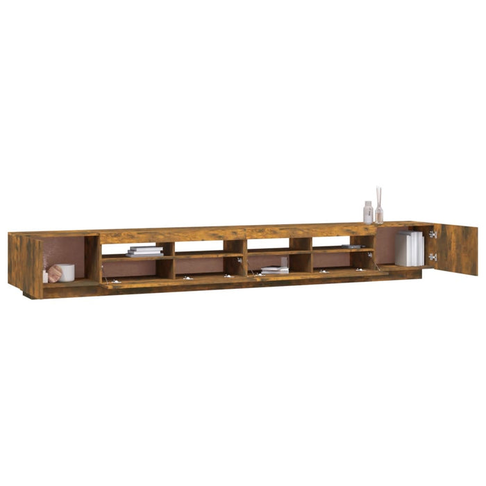 Set Mobili TV 3pz con Luci LED-Set di 3 Credenza per TV Rovere Fumo in Legno Multistrato