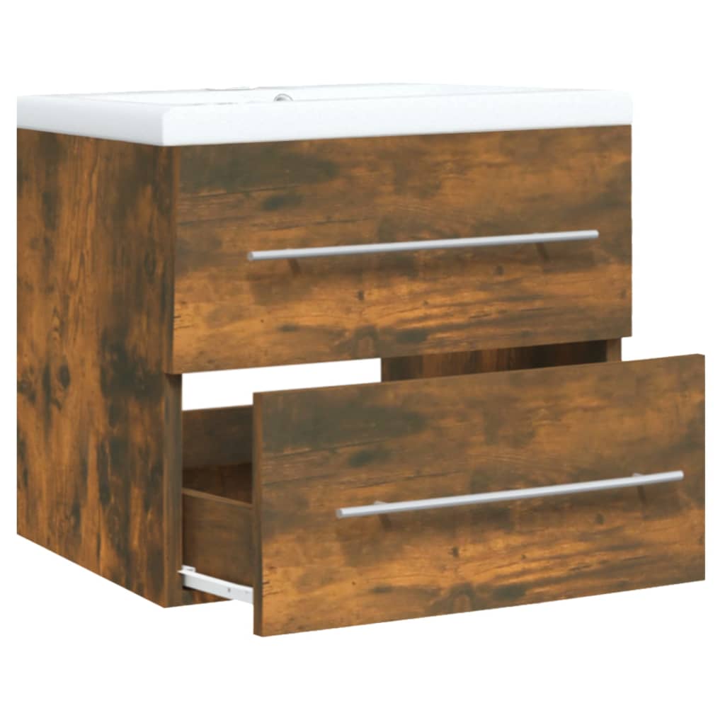 Mobile Bagno con Lavabo Integrato Rovere Fumo Legno Multistrato 3120179