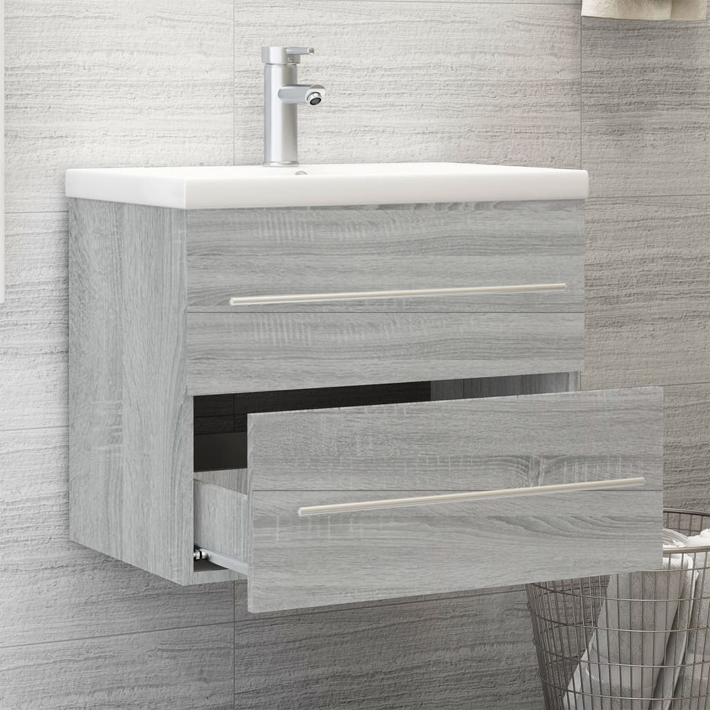 Mobile Bagno e Lavabo Integrato Grigio Sonoma Legno Multistrato cod mxl 71910