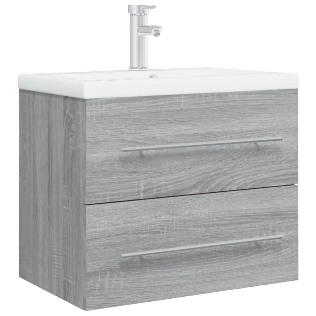 Mobile Bagno e Lavabo Integrato Grigio Sonoma Legno Multistrato cod mxl 71910
