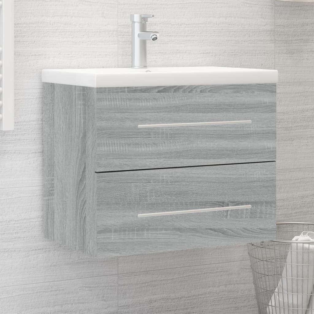 Mobile Bagno e Lavabo Integrato Grigio Sonoma Legno Multistrato cod mxl 71910
