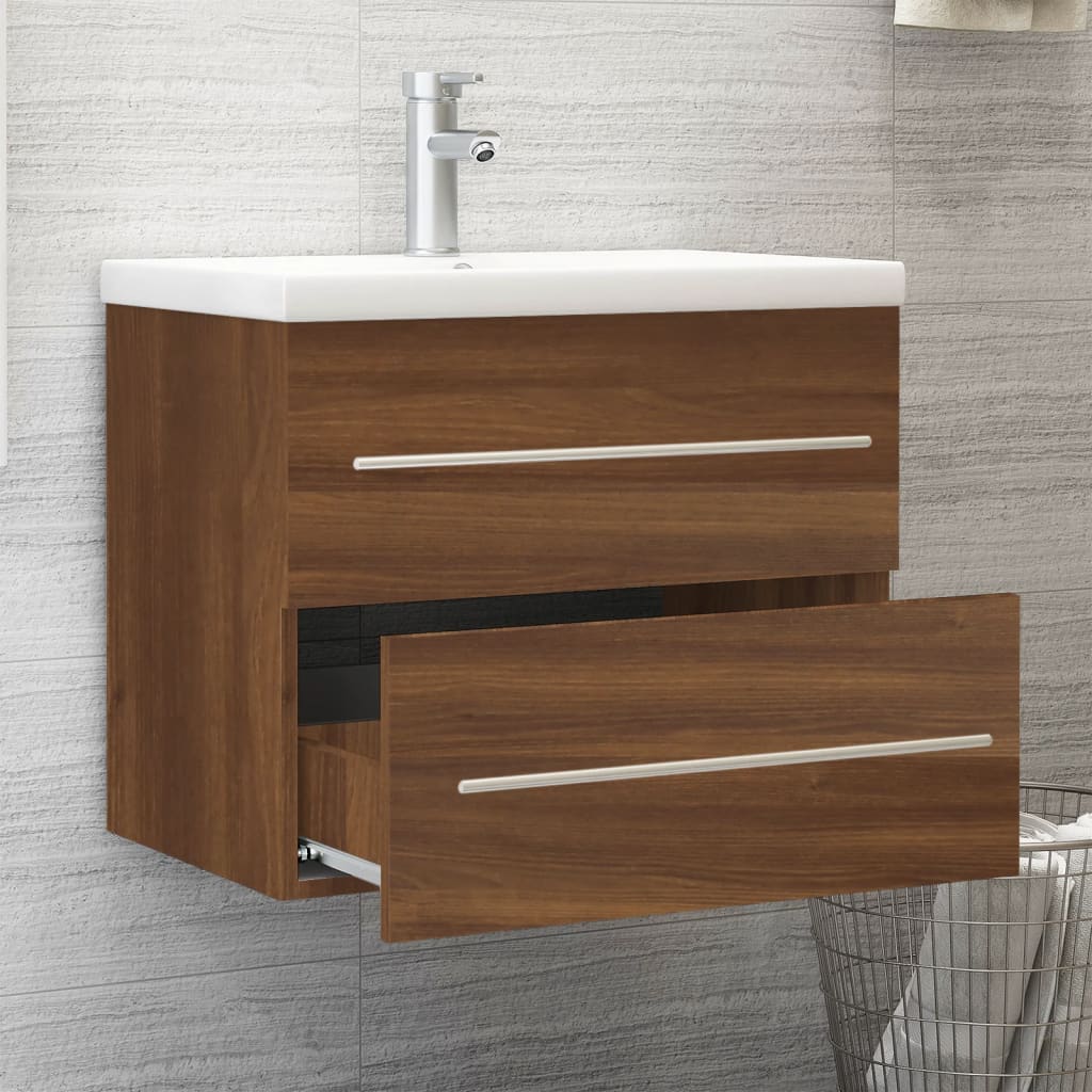 Mobile Bagno Lavabo Integrato Rovere Marrone Legno Multistrato 3120181