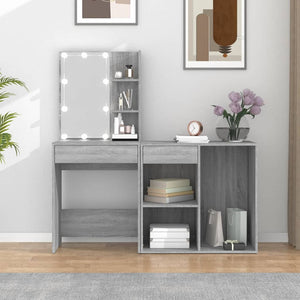 Toeletta con LED e Armadietto Grigio Sonoma Legno Multistrato cod mxl 76861