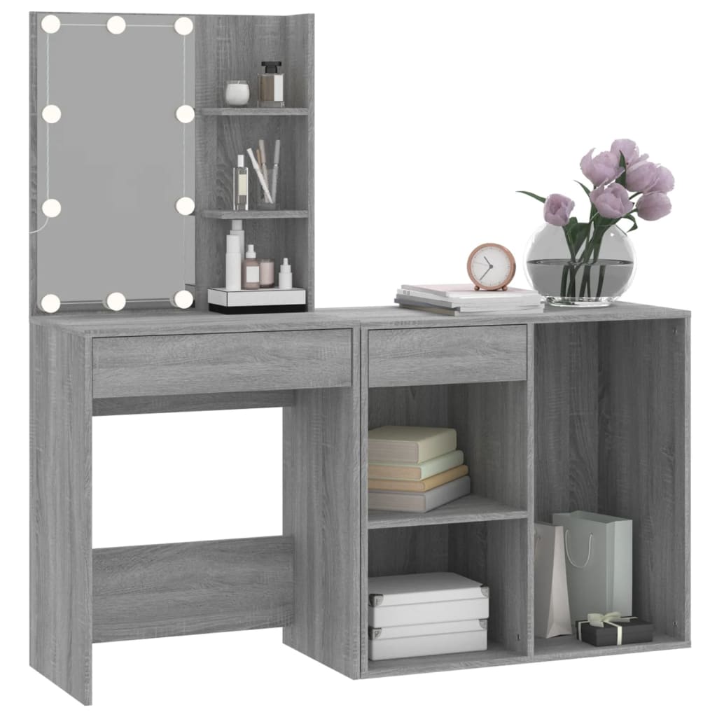 Toeletta con LED e Armadietto Grigio Sonoma Legno Multistrato cod mxl 76861