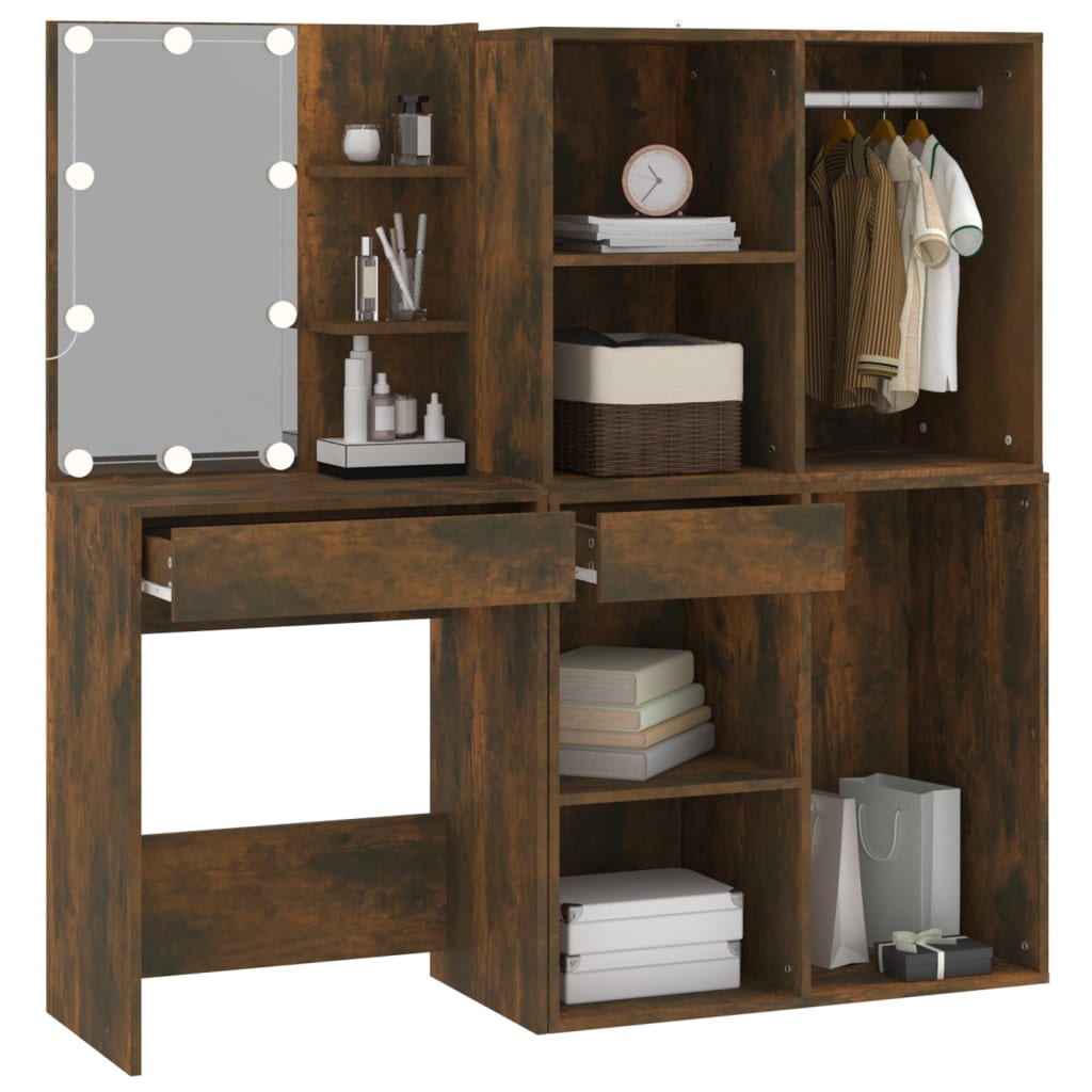 Toeletta con LED e Armadietti Rovere Fumo in Legno Multistrato cod mxl 66076