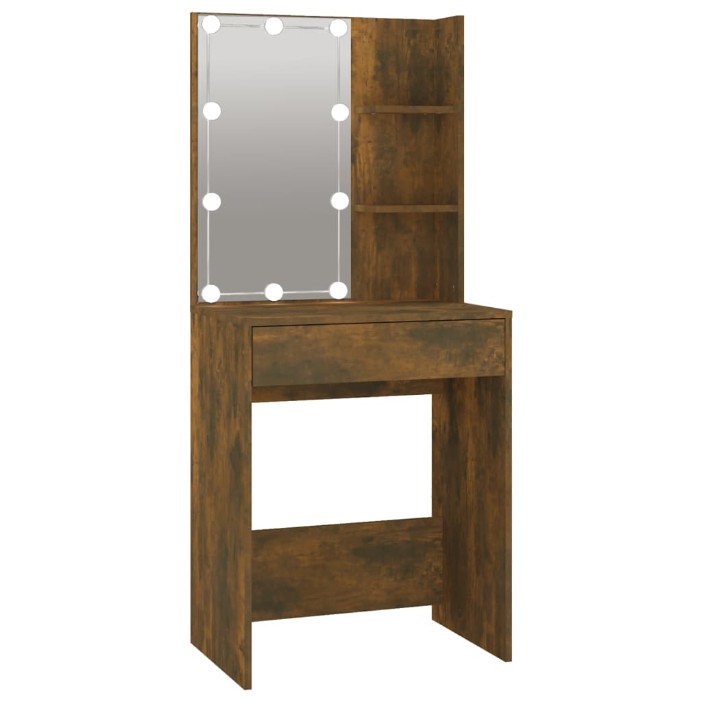 Toeletta LED con contenitori 60 x 40 x 140 cm legno multistrato rovere affumicato 02_0006220