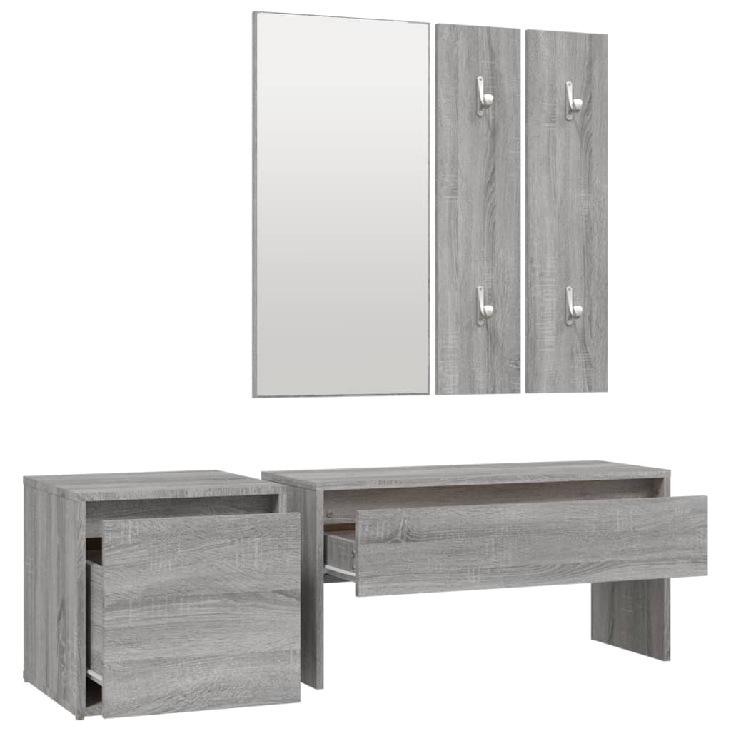 Set di Mobili da Corridoio Grigio Sonoma in Legno Multistrato cod mxl 73569